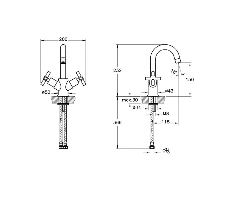 Artema Juno Lavabo Bataryası Bakır A4086226