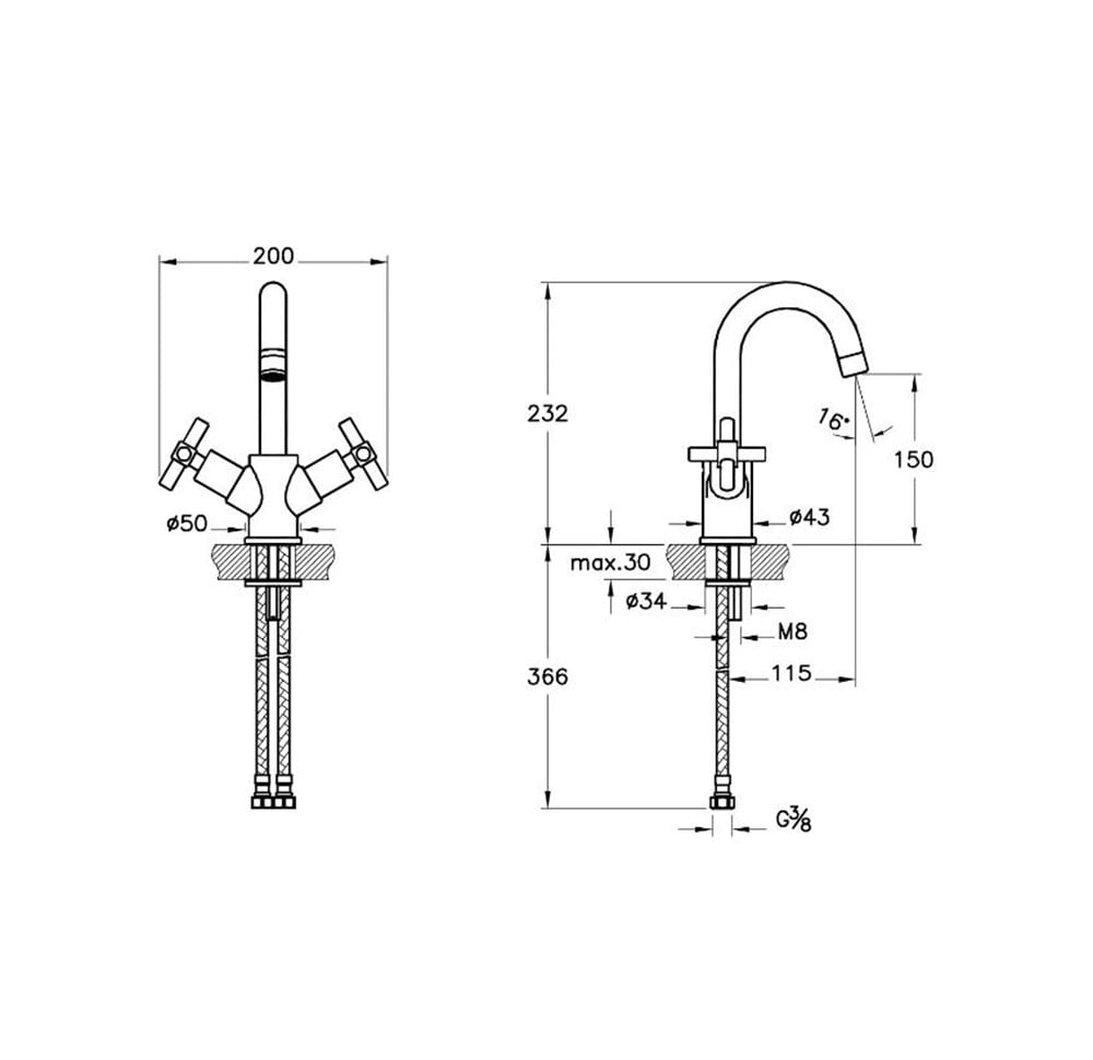 Artema Juno Lavabo Bataryası Krom A40862