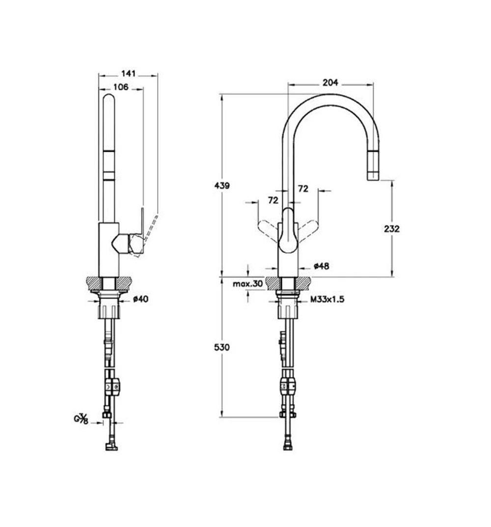Artema Maestro Pull Down Eviye Bataryası Inox Krom A42153