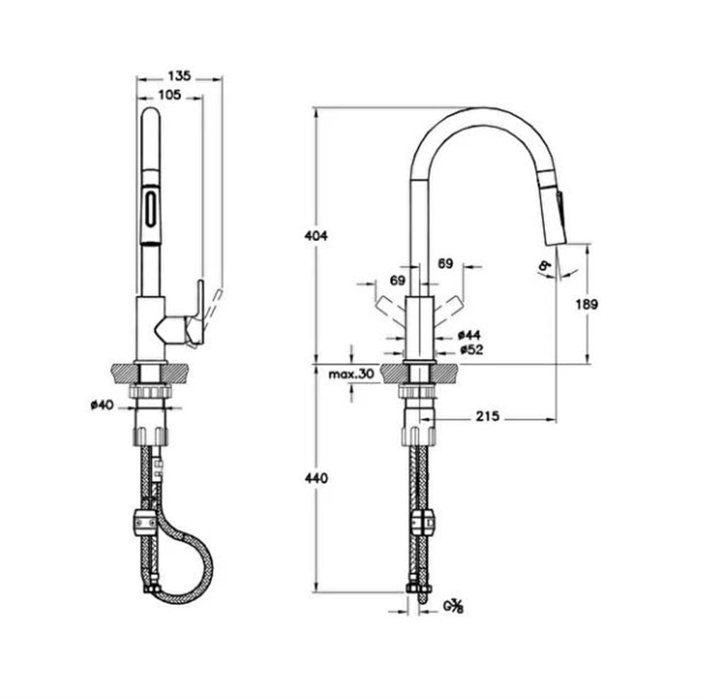 Artema Maestro Pull Down Eviye Bataryası Krom A42145