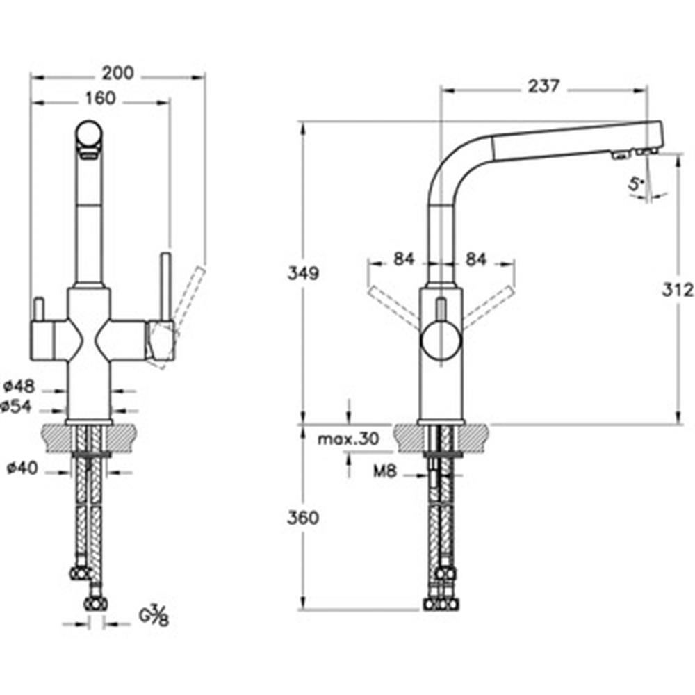 Artema Split Dual Flow Eviye Bataryası Arıtma Çıkışlı Krom A42144