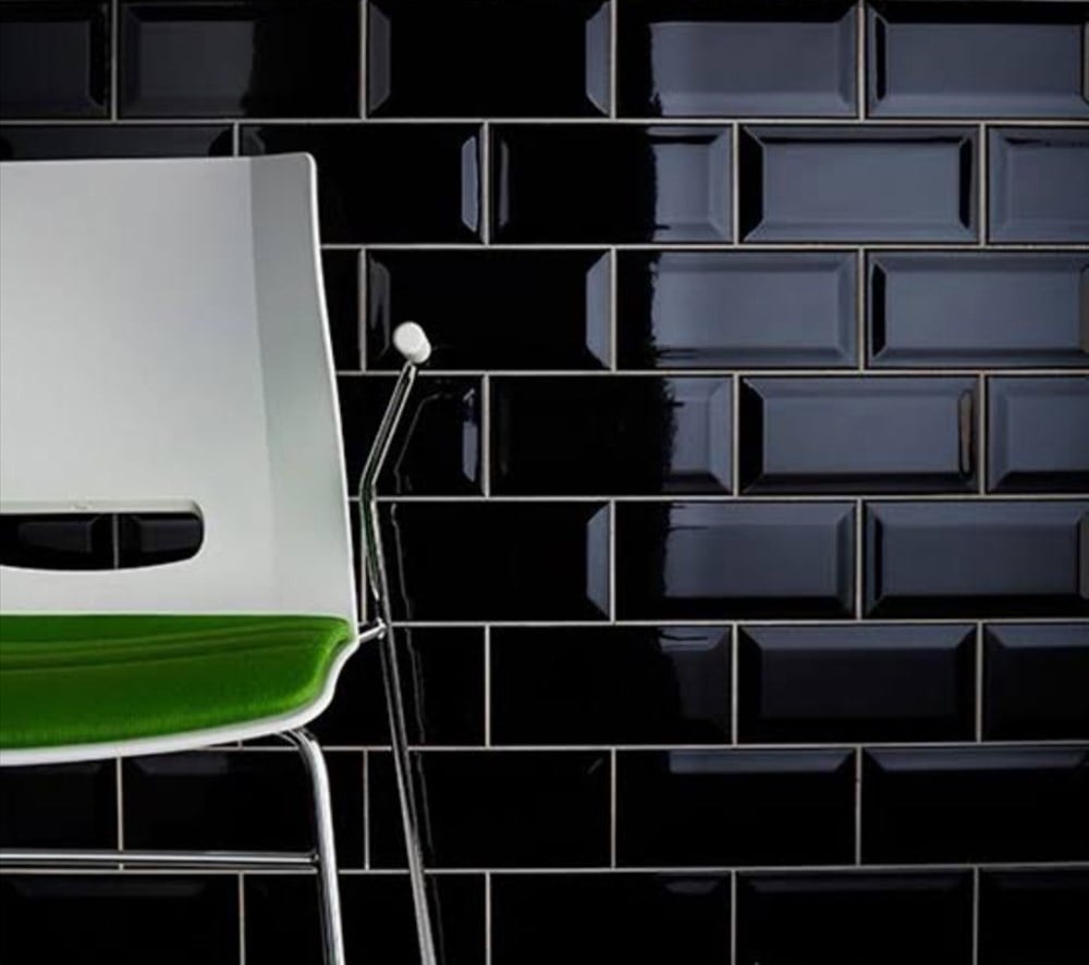 Bien 10x20 Metro Parlak Siyah Duvar Seramiği 