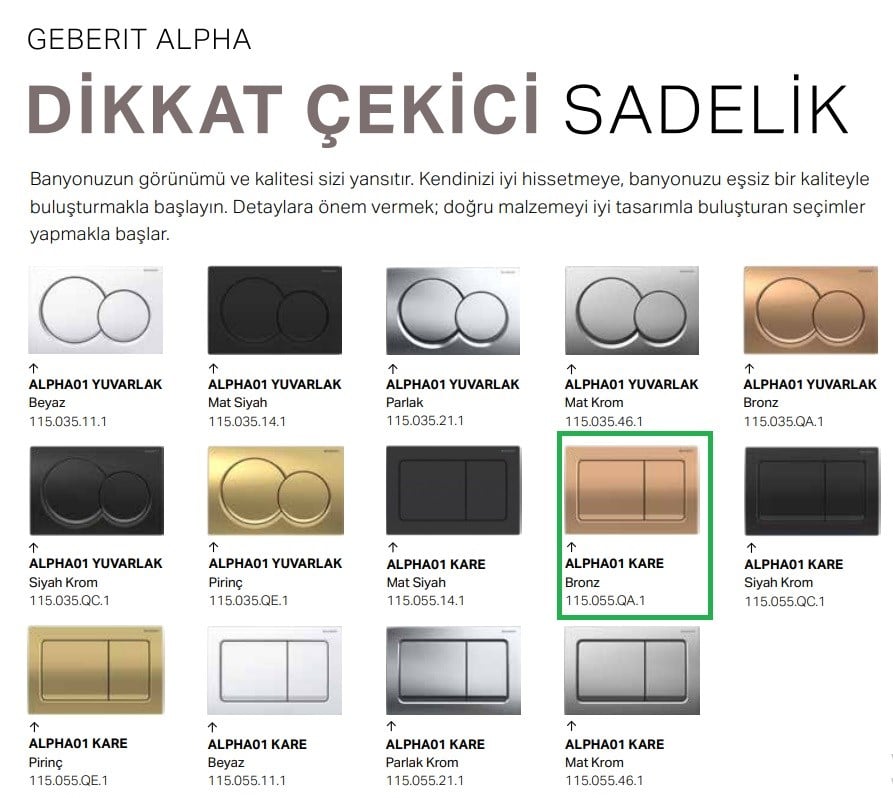 Geberit Alpha01 Kare, Bronz 115.055.QA.1