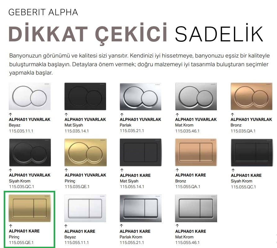 Geberit Alpha01 Kare, Pirinç 115.055.QE.1