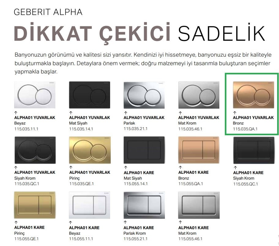 Geberit Alpha01 Yuvarlak, Bronz 115.035.QA.1