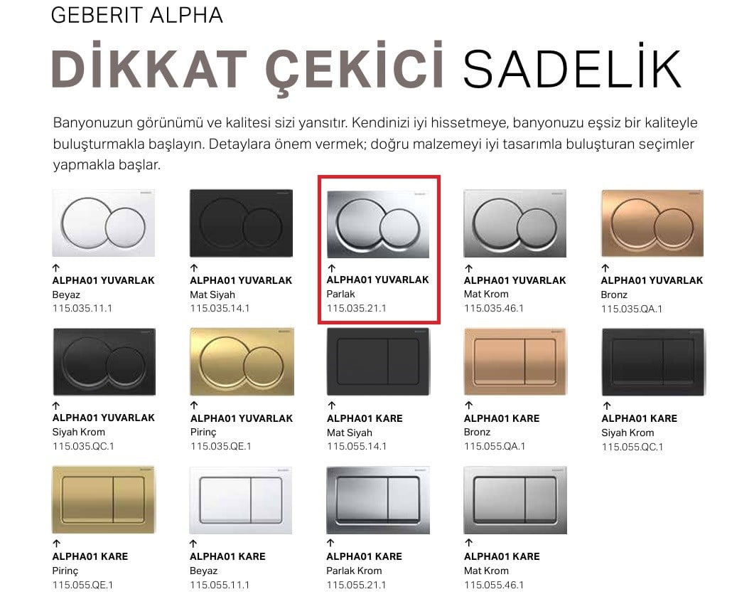 Geberit Alpha01 Yuvarlak, Parlak Krom 115.035.21.1