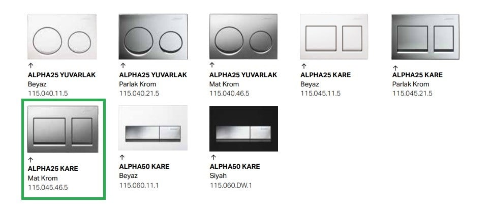 Geberit Alpha25 Kare, Mat Krom 115.045.46.5