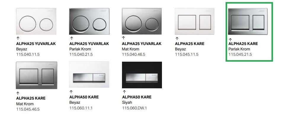Geberit Alpha25 Kare, Parlak Krom 115.045.21.5