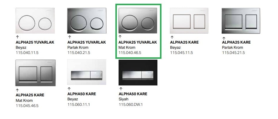 Geberit Alpha25 Yuvarlak, Mat Krom 115.040.46.5