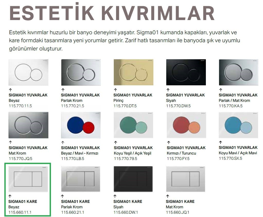 Geberit Sigma01 Kare, Beyaz 115.660.11.1