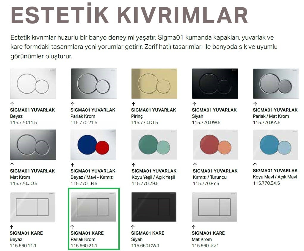 Geberit Sigma01 Kare, Parlak Krom 115.660.21.1