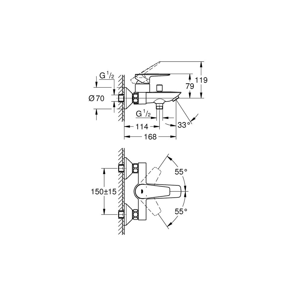 Grohe BauEdge Banyo Bataryası Krom 23605001