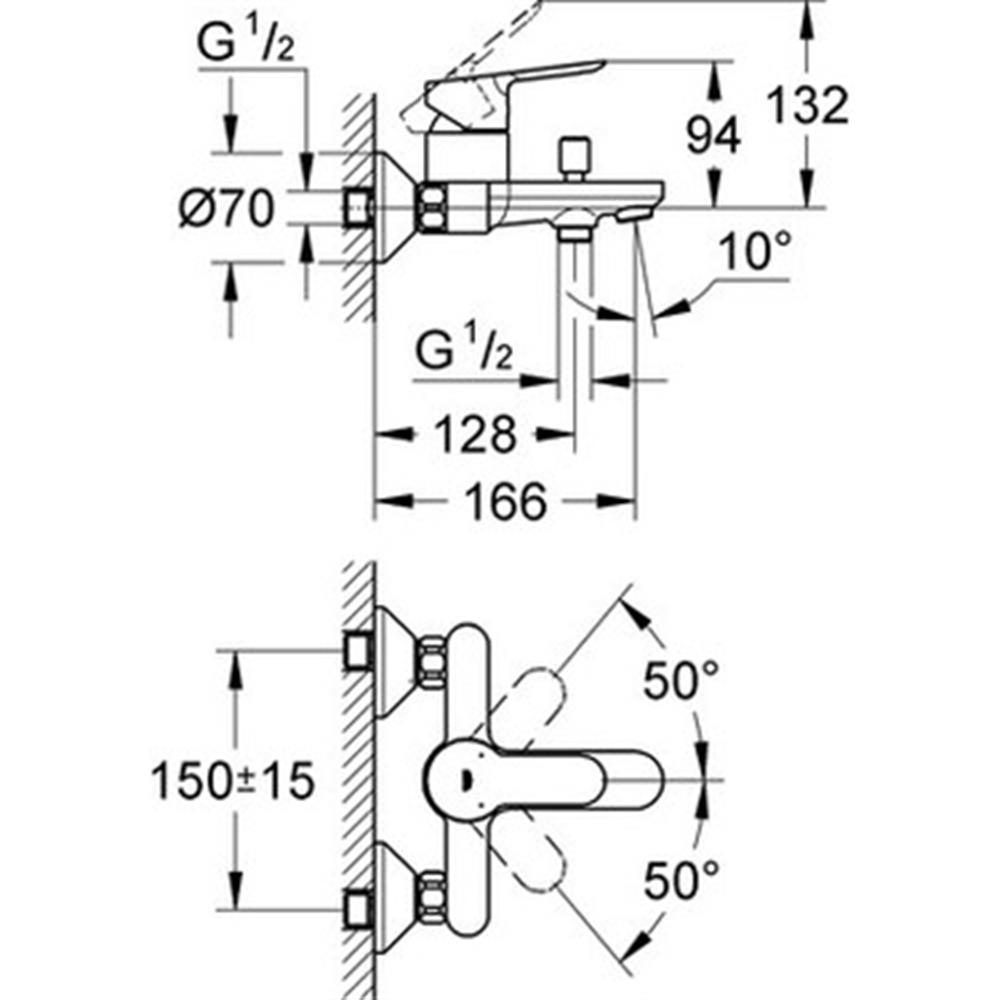 Grohe BauEdge Banyo Bataryası Krom 23605000