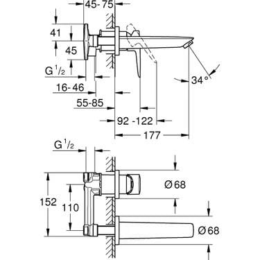 Grohe Bauedge Iki Delikli Lavabo Bataryası - 20474001