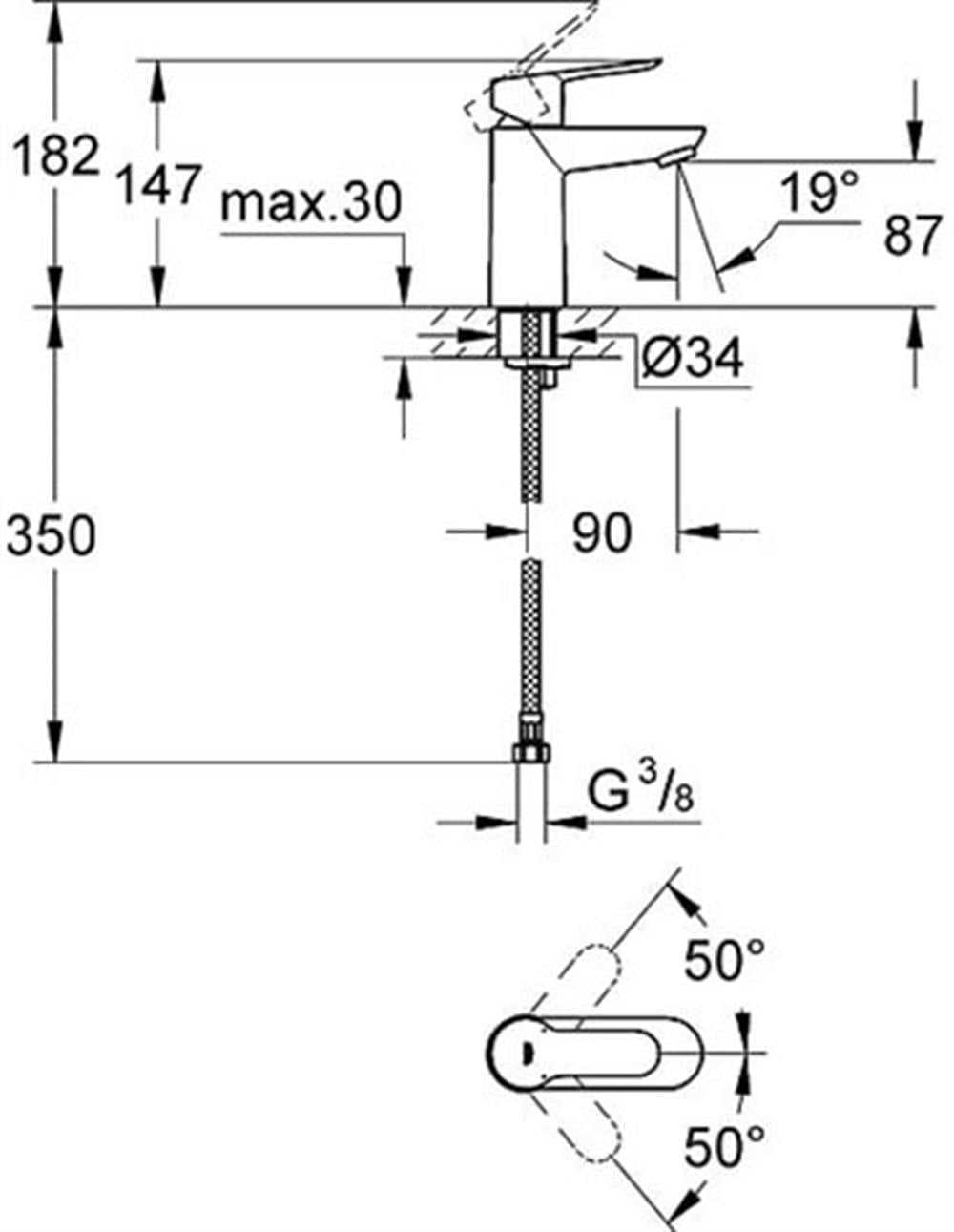 Grohe BauEdge Lavabo Bataryası Krom 23330000