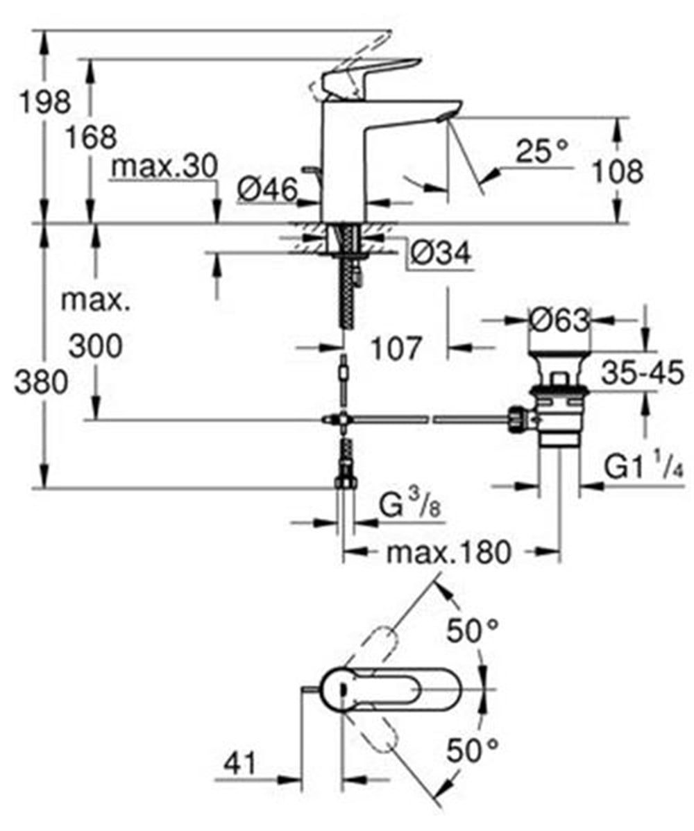 Grohe BauEdge Lavabo Bataryası Krom 23758000