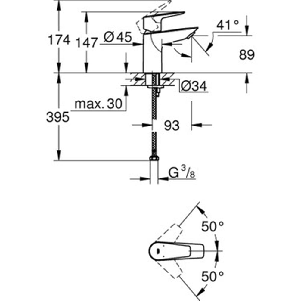 Grohe BauEdge Lavabo Bataryası S Boyut Krom 23330001