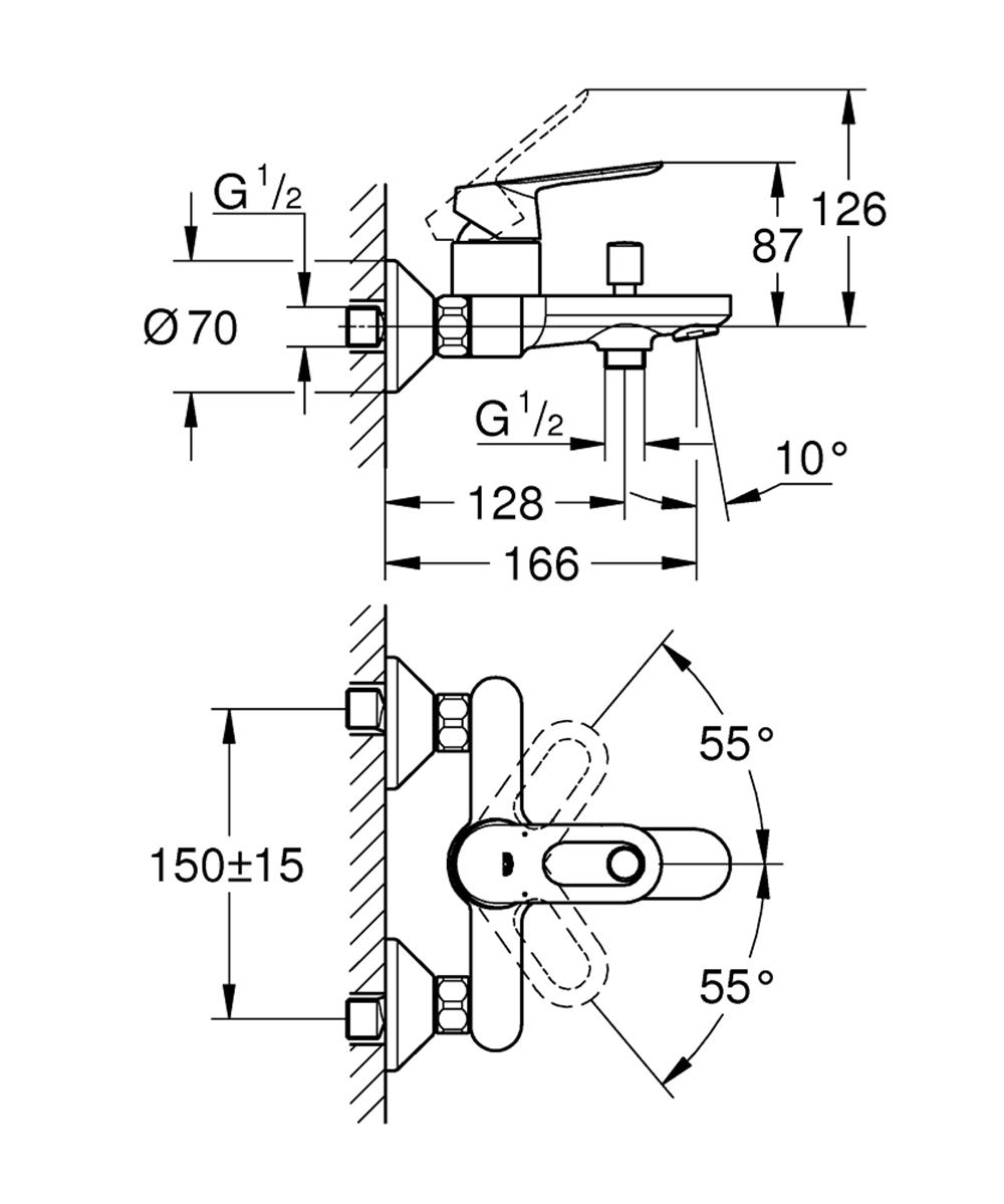 Grohe BauLoop Banyo Bataryası Krom 23603000
