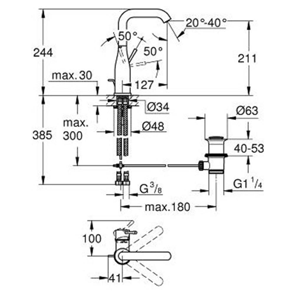 Grohe Essence New Yüksek Lavabo Bataryası Sifon Kumandalı Altın 32628GL1