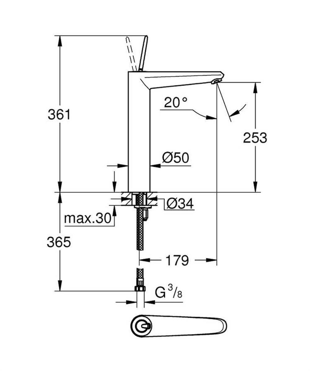 Grohe Eud Joystick Çanak Lavabo Bataryası Krom 23428000