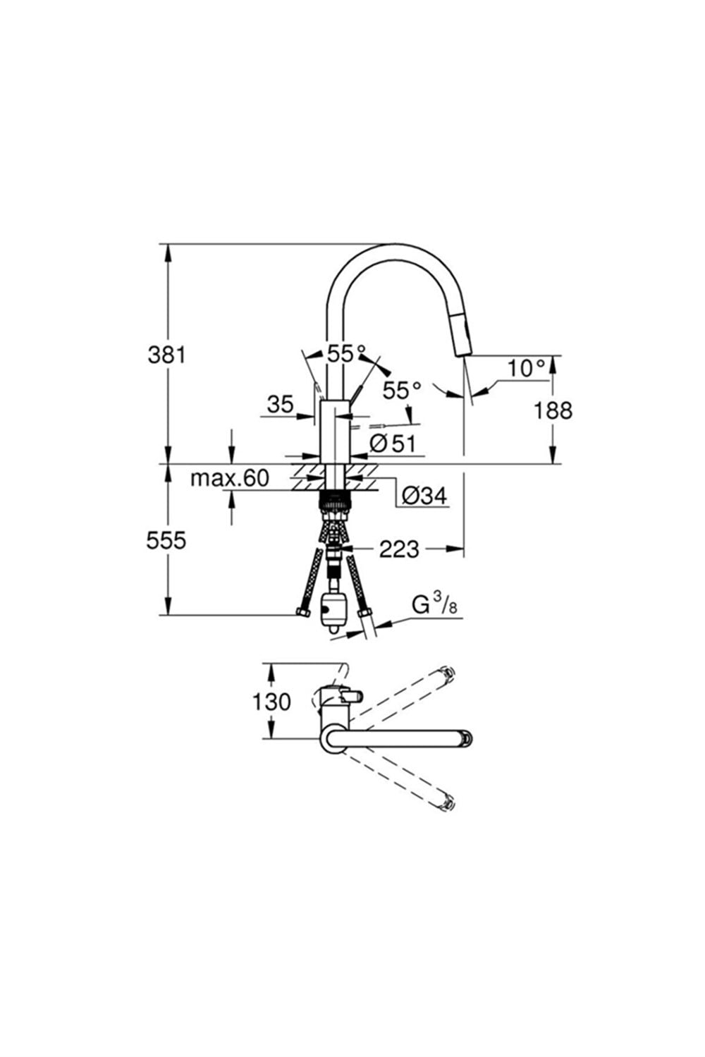 Grohe Eurocosmo Eviye Bataryası 31481001