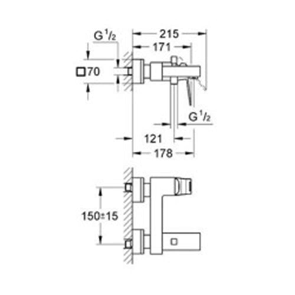 Grohe Eurocube Banyo Bataryası Krom 23140000