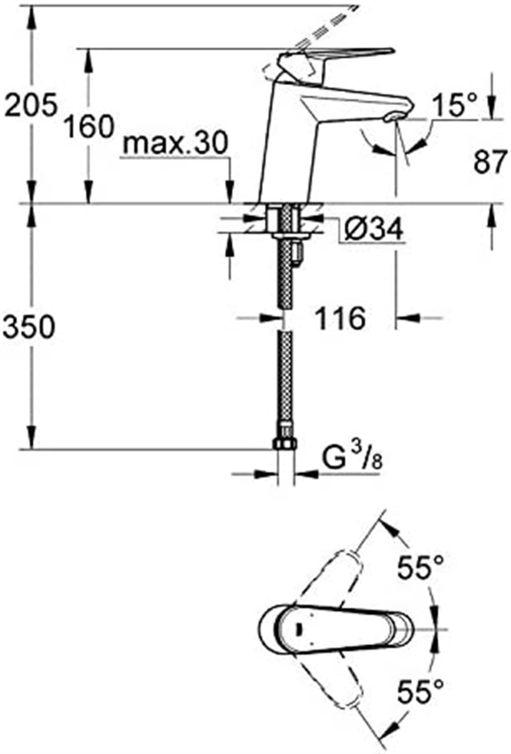 Grohe Eurodisc Cosmopolitan Lavabo Bataryası Krom 3246920E