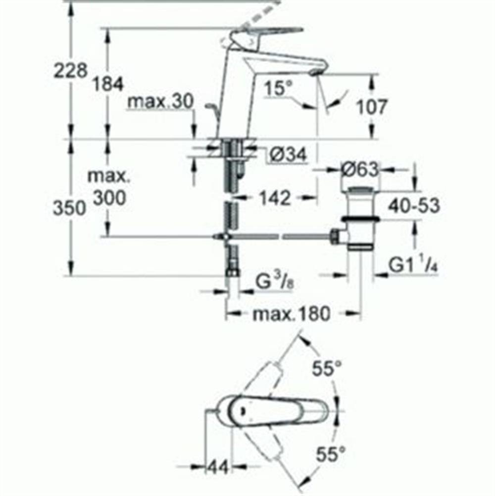 Grohe Eurodisc Cosmopolitan Lavabo Bataryası Sifon Kumandalı M Boyut Krom 23449002