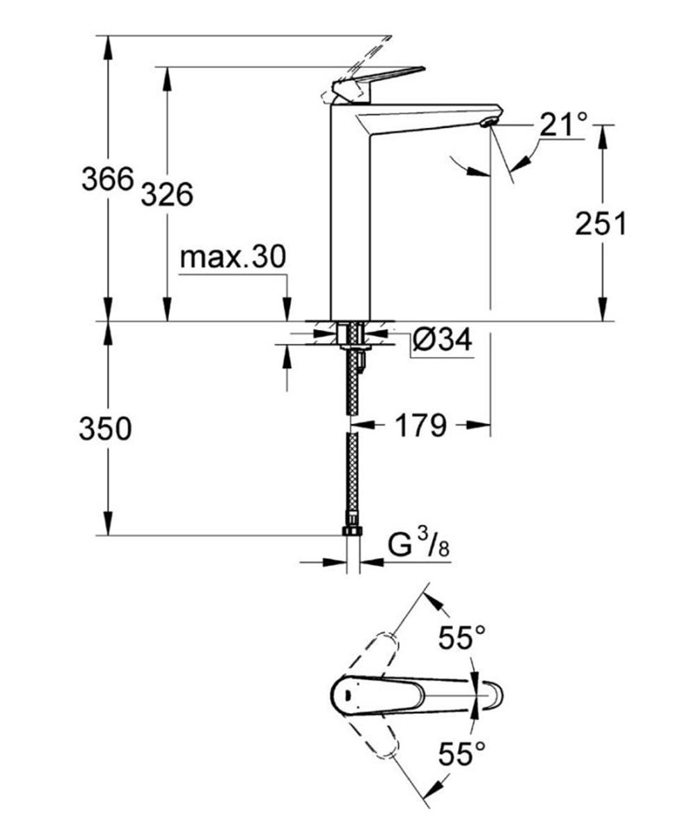 Grohe Eurodisc Yüksek Lavabo Bataryası Krom 23432000