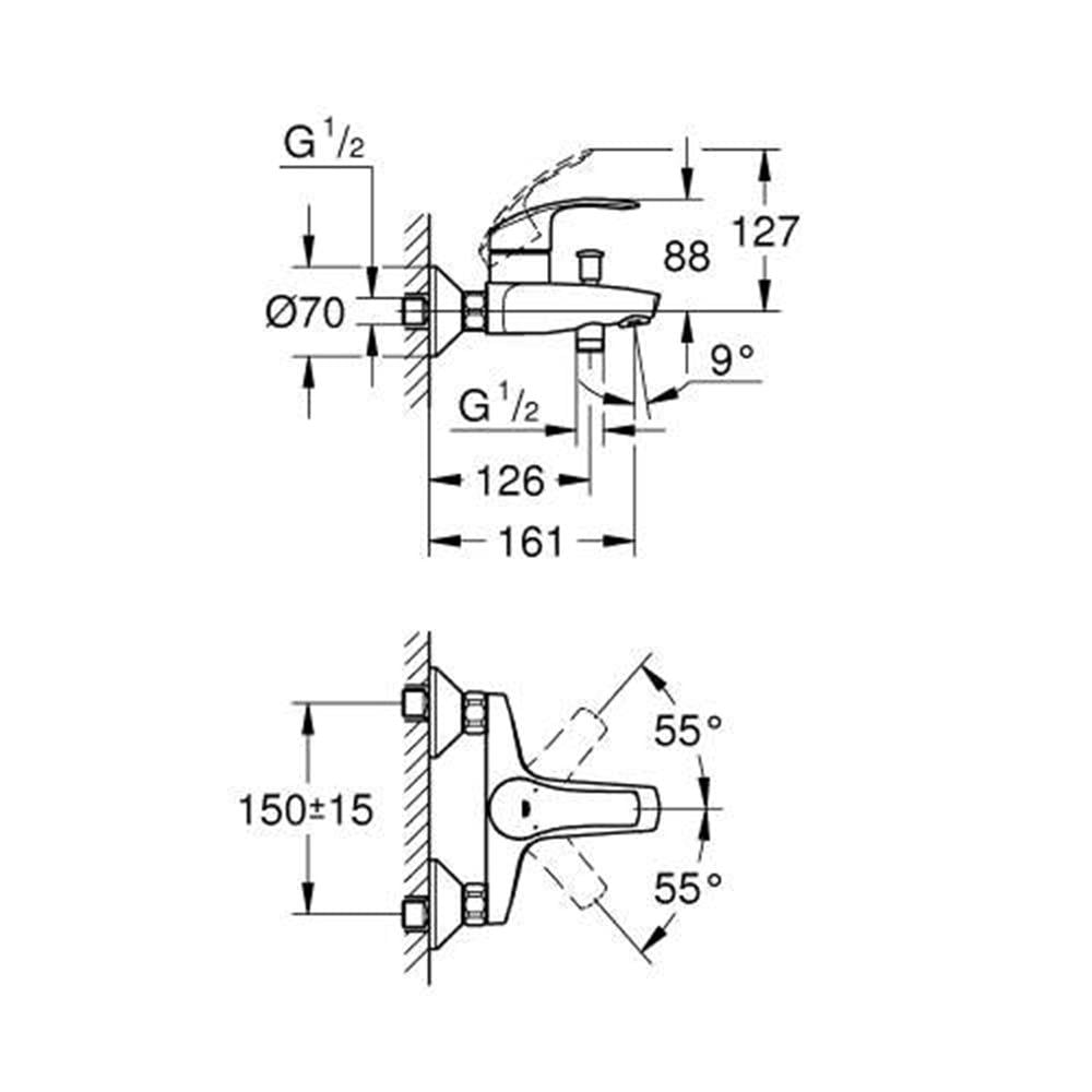 Grohe Eurosmart Banyo Bataryası Krom 33300002