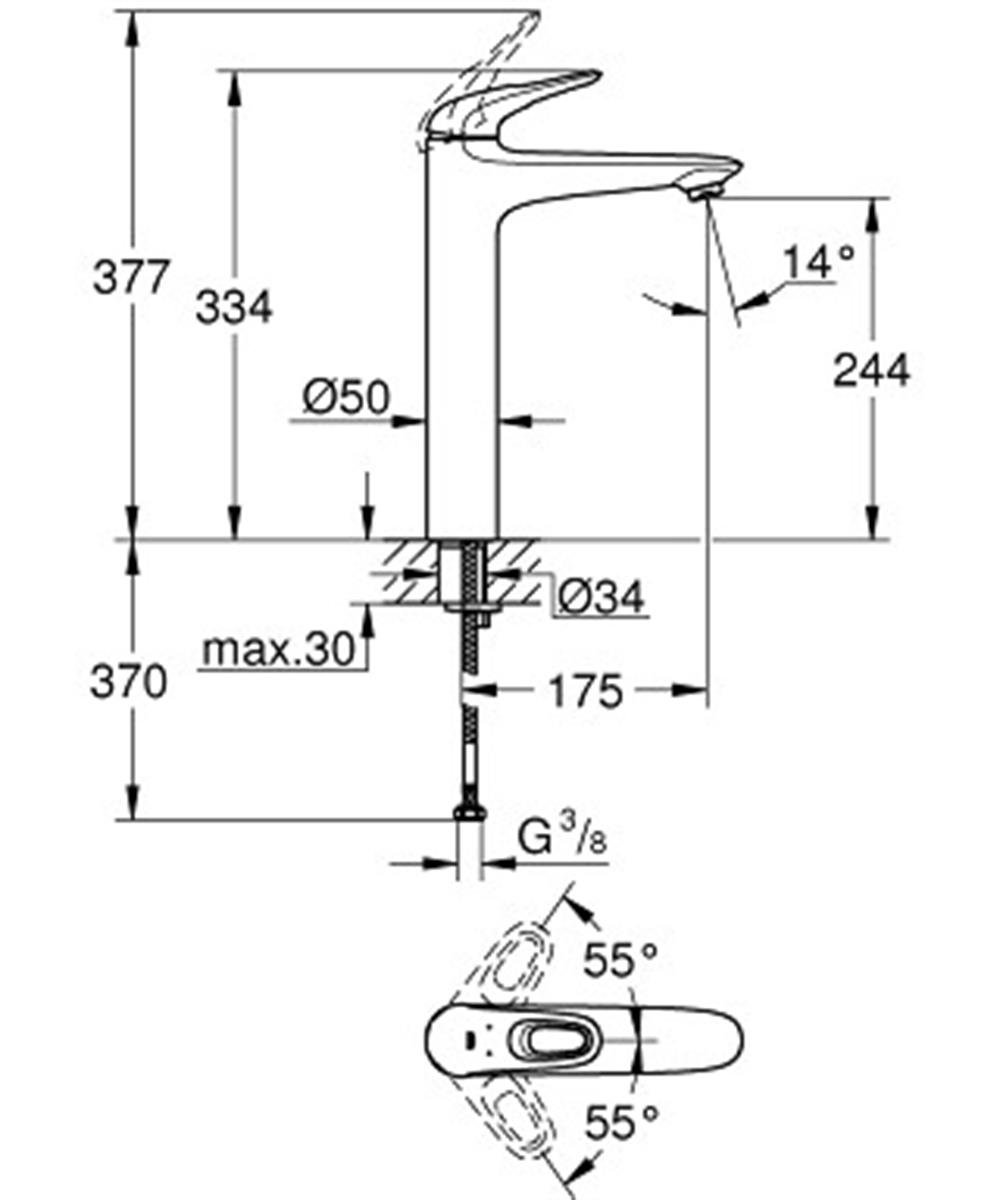 Grohe Eurostyle Tezgah Üstü Lavabo Bataryası Krom 23570003