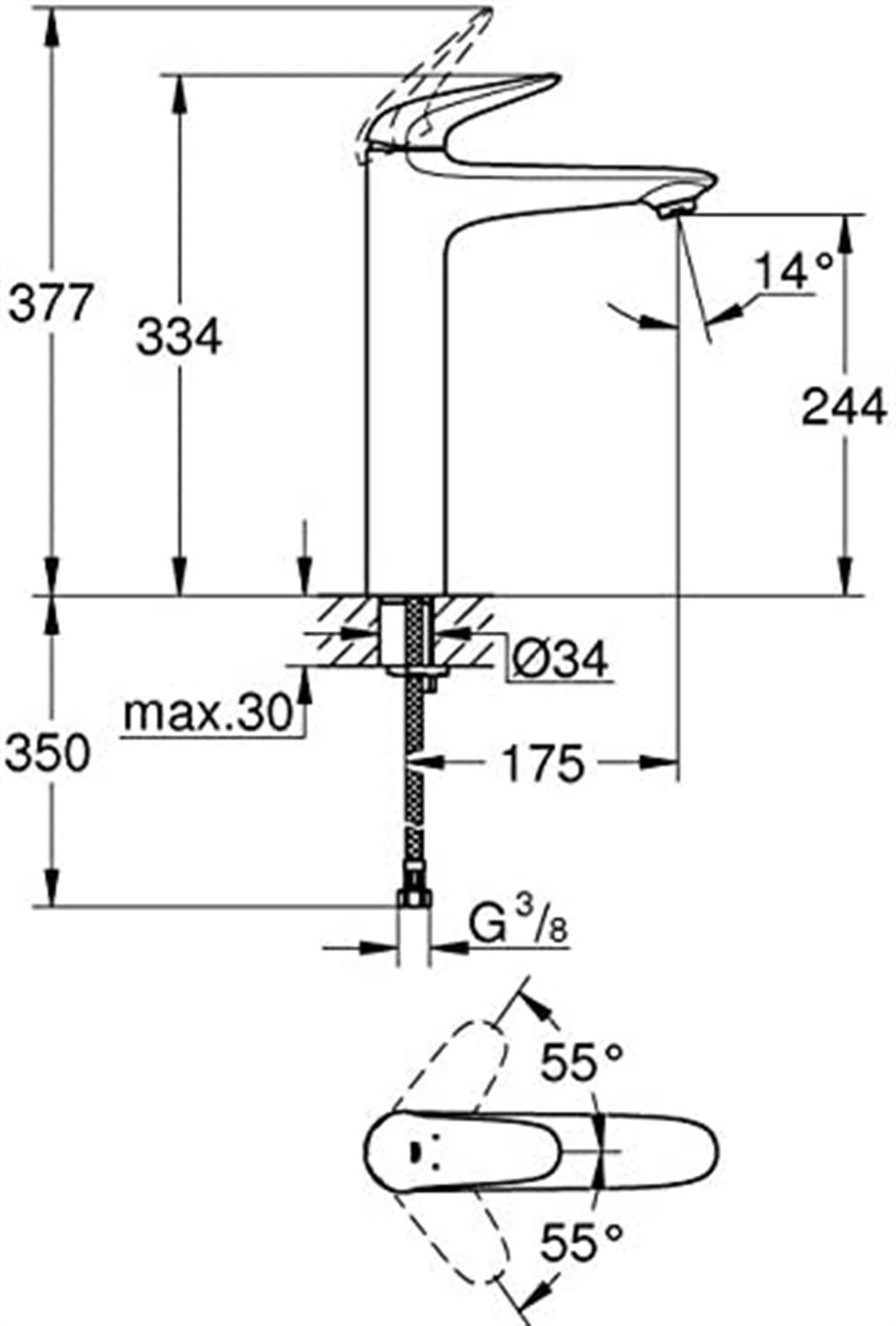 Grohe Eurostyle Tezgah Üstü Lavabo Bataryası Krom 23719003