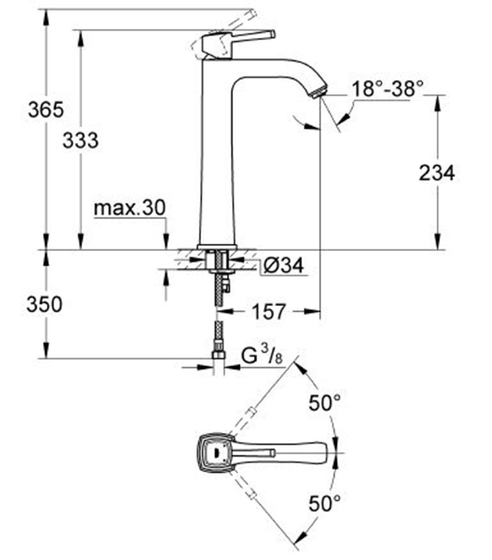 Grohe Grandera Yüksek Lavabo Bataryası Krom 23313000
