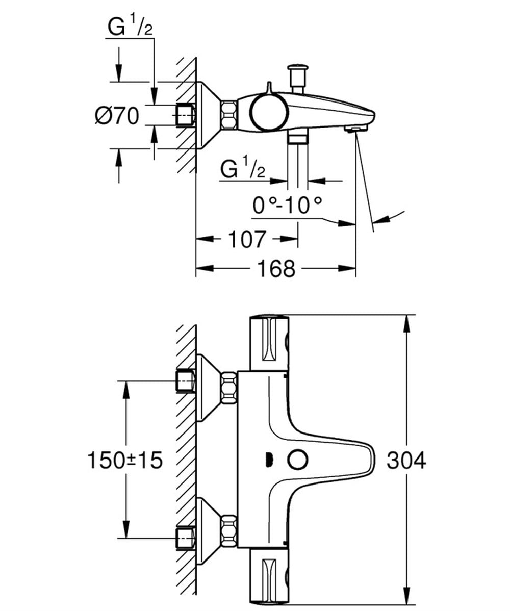 Grohe Grohtherm 800 Termostatik Banyo Bataryası 34576000
