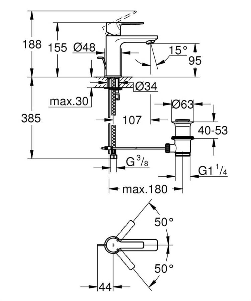 Grohe Lineare Lavabo Bataryası Sifon Kumandalı 32109001