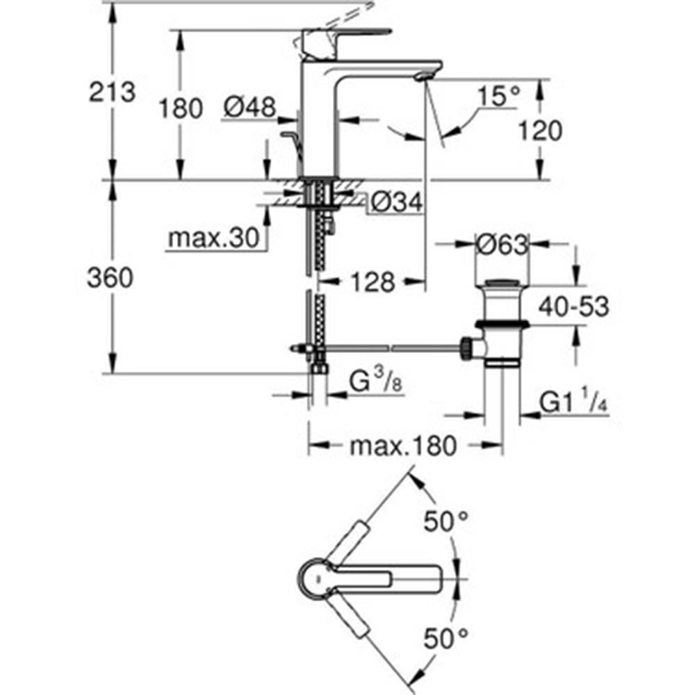 Grohe Lineare New Lavabo Bataryası Sifon Kumandalı Krom 32114001