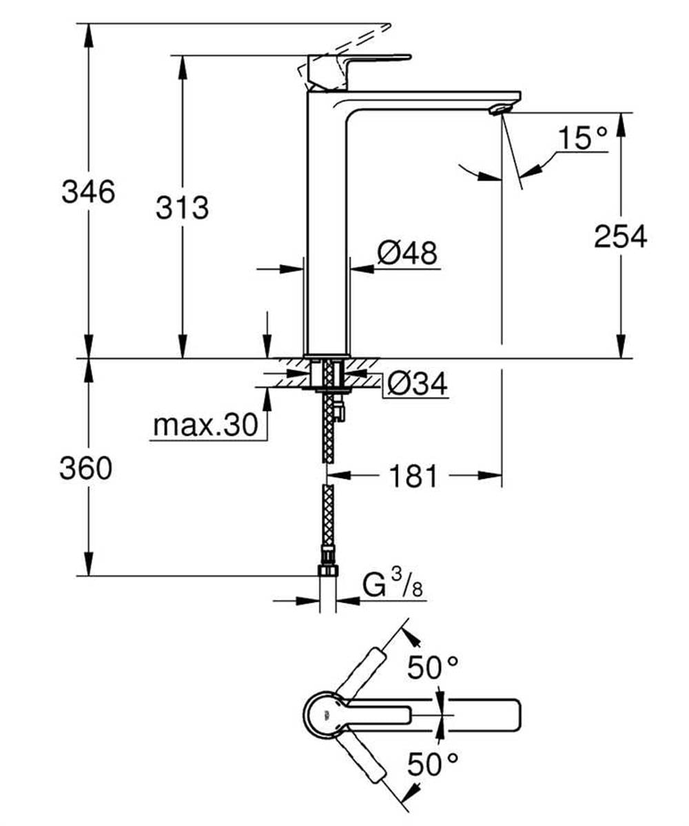 Grohe Lineare New Tezgah Üstü Lavabo Bataryası Krom 23405001