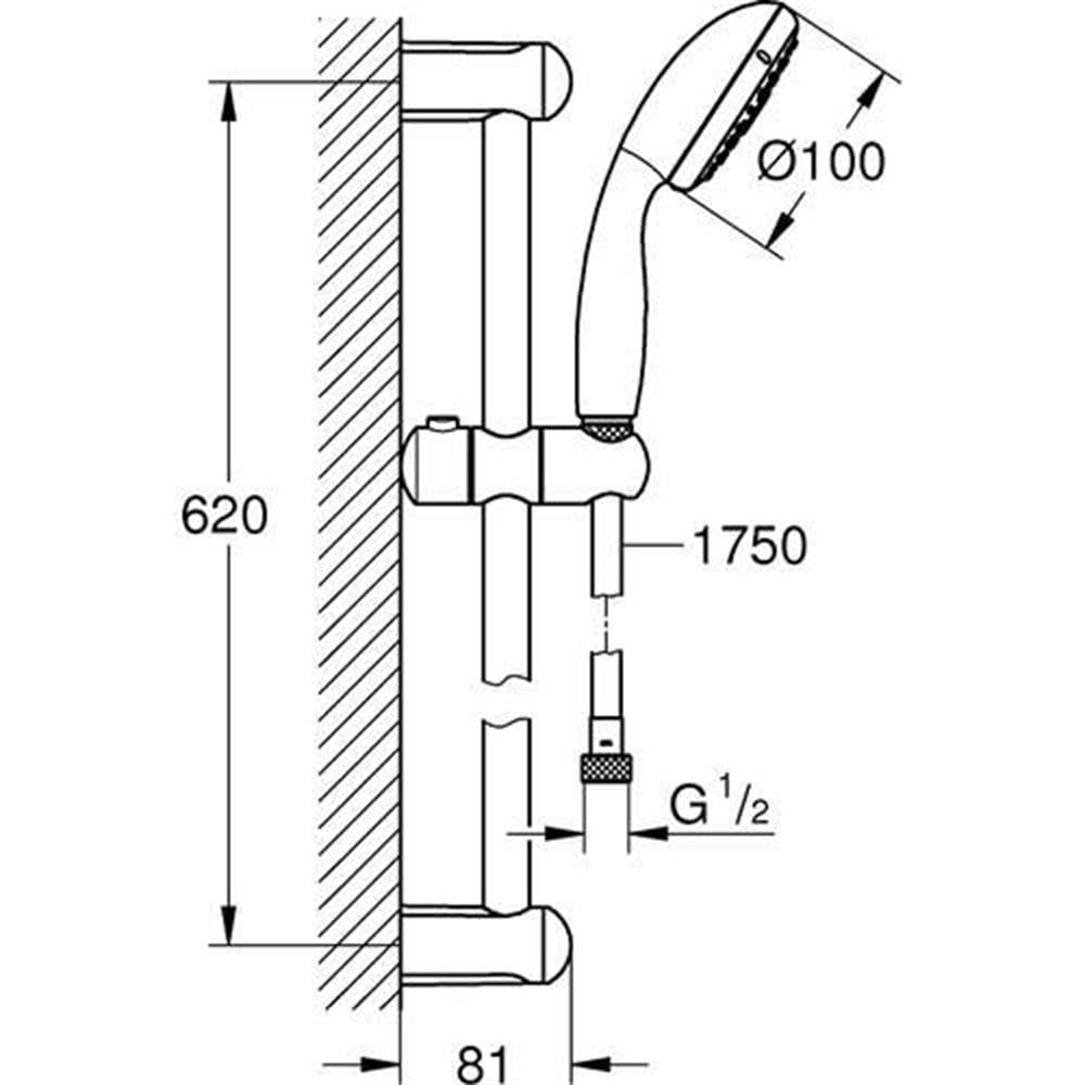 Grohe New Tempesta Sürgülü Duş Seti 3 Fonksiyonlu Krom 27644001