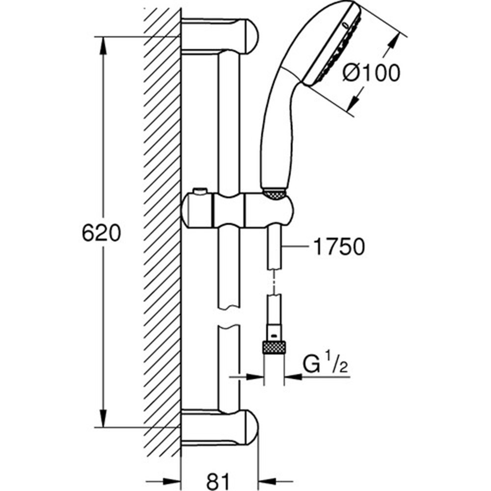 Grohe Tempesta 100 Sürgülü Duş Seti 3 Fonksiyonlu El Duşlu Krom 27644001