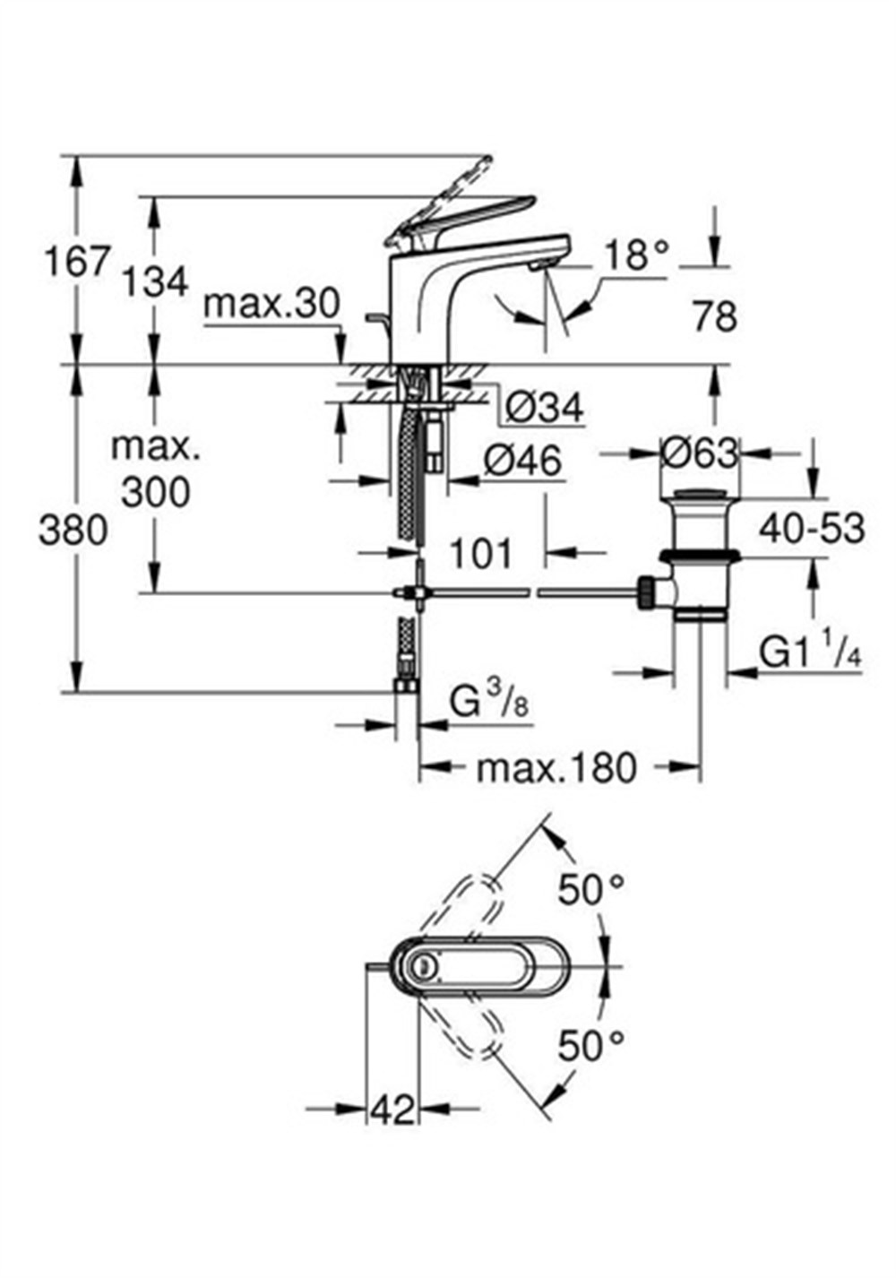 Grohe Veris Tek Kumandalı Lavabo Bataryası Krom 32183000