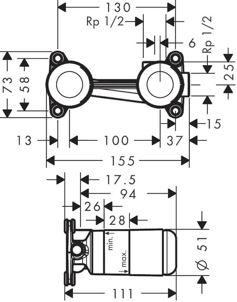 Hansgrohe Ankastre Lavabo İç Set