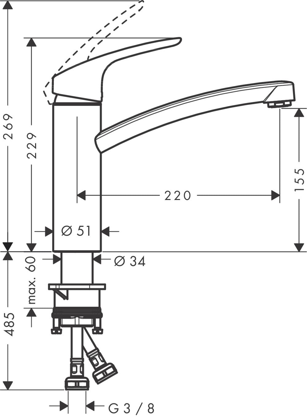 Hansgrohe Focus 160 Eviye Bataryası 31806000