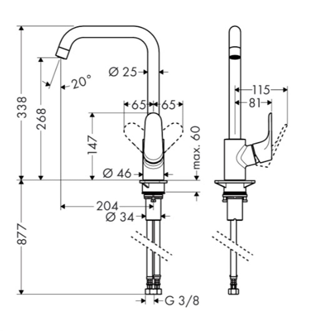 Hansgrohe Focus M41 Eviye Bataryası 31820000