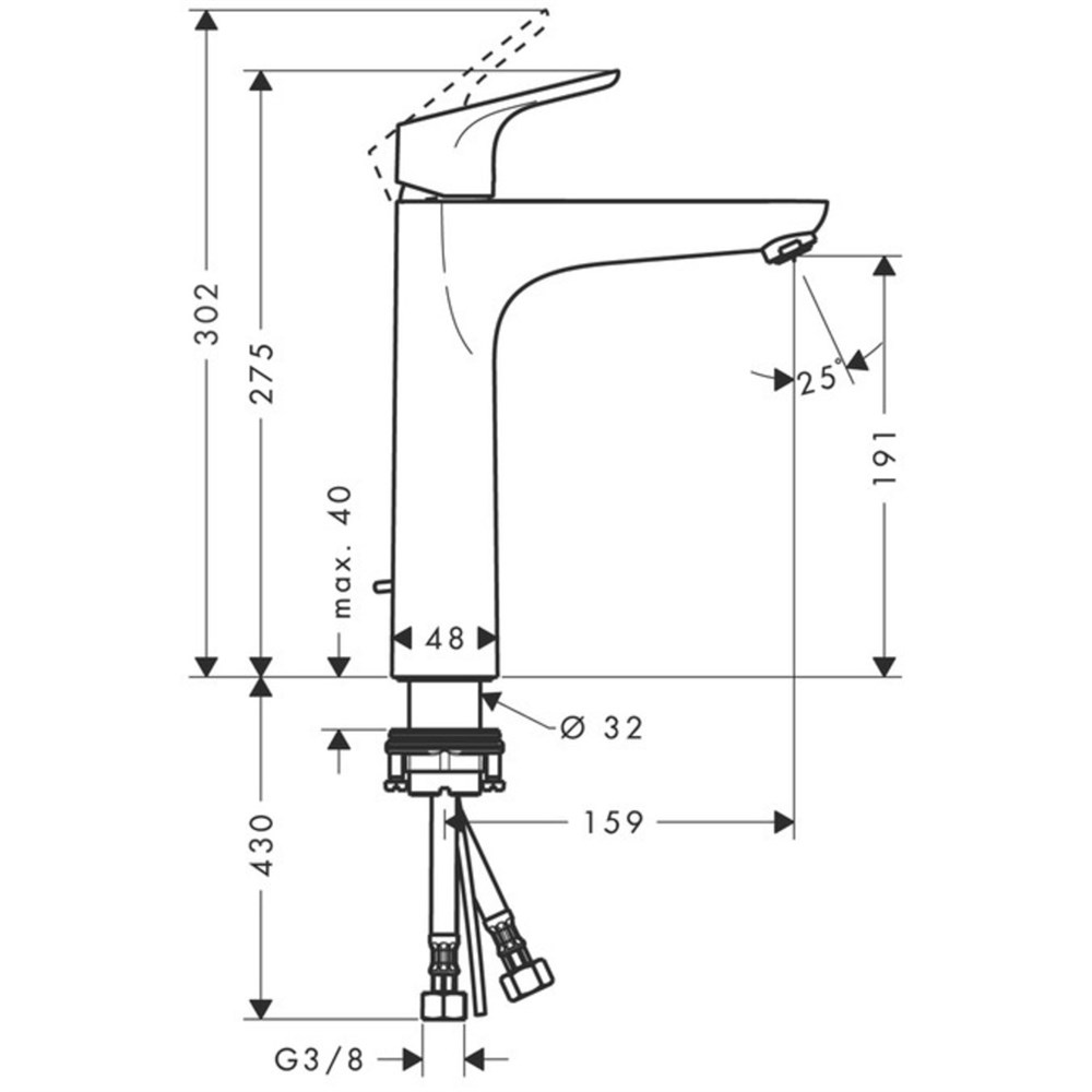 Hansgrohe Focus Tek Kollu Lavabo Bataryası 230 Kumandalı 31531000
