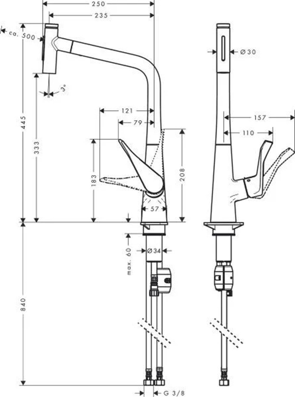 Hansgrohe Metris Select M71 Eviye Bataryası 73822000