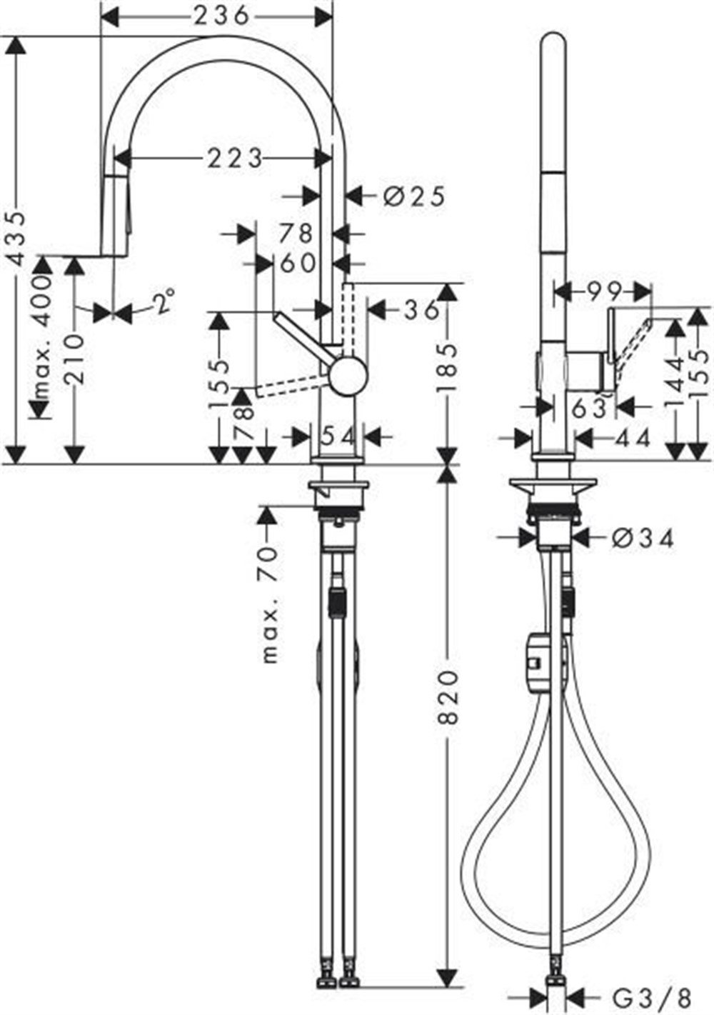 Hansgrohe Talis M54 Eviye Bataryası Mat Siyah 72800670