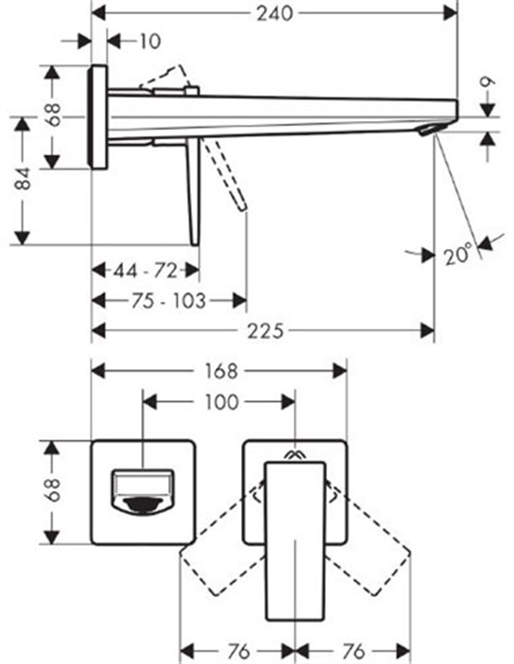 HG Metropol® Tek kollu Ankastre Lavabo Bataryası Mat siyah 32526670