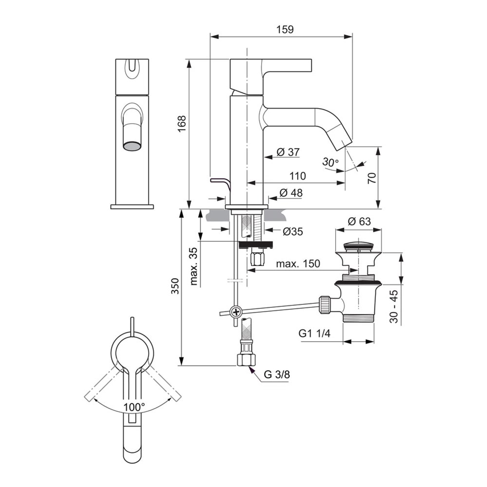 Ideal Standard Atelier Joy Lavabo Bataryası Krom BC775AA