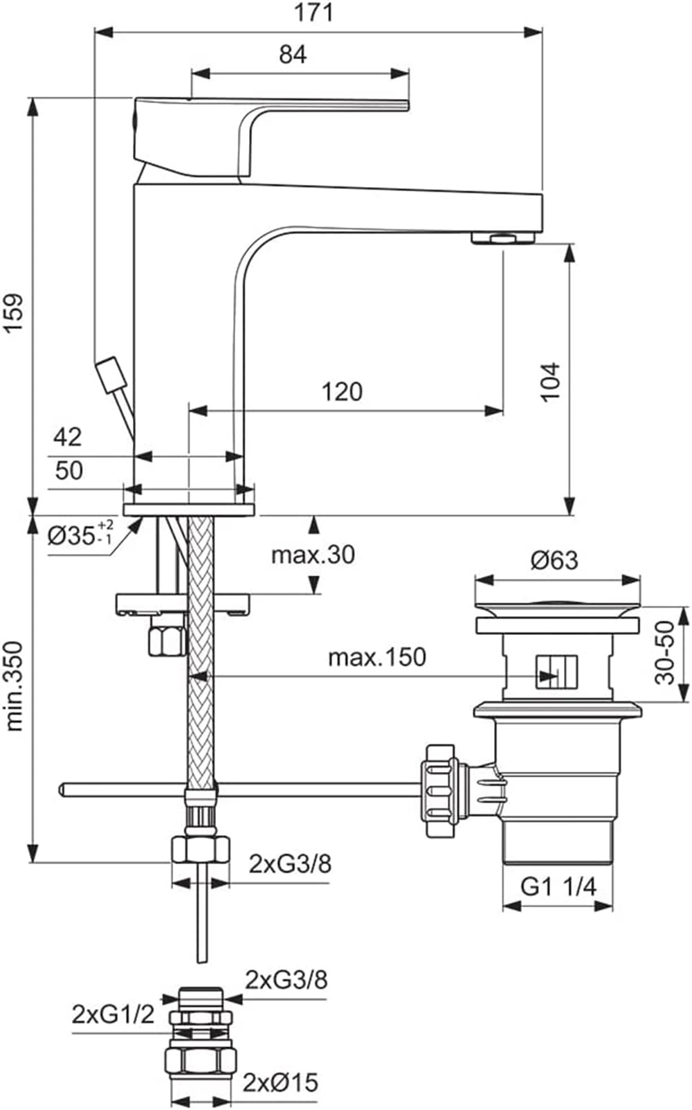Ideal Standard Cerafine D Lavabo Bataryası BC553AA