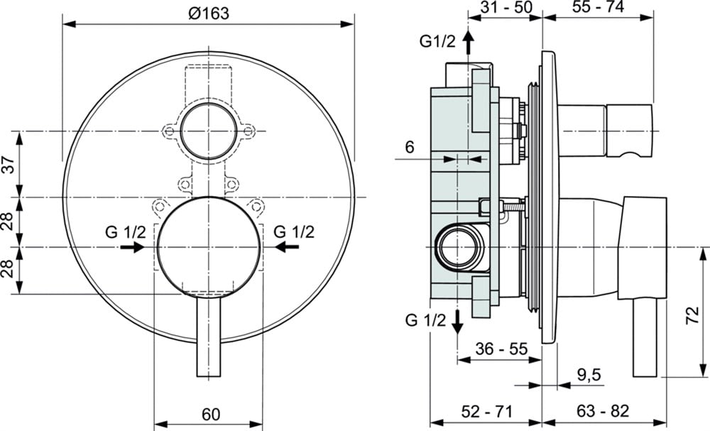 Ideal Standard Ceraline Ankastre Banyo Bataryası (Sıva Altı Grubu Dahil) A6939AA